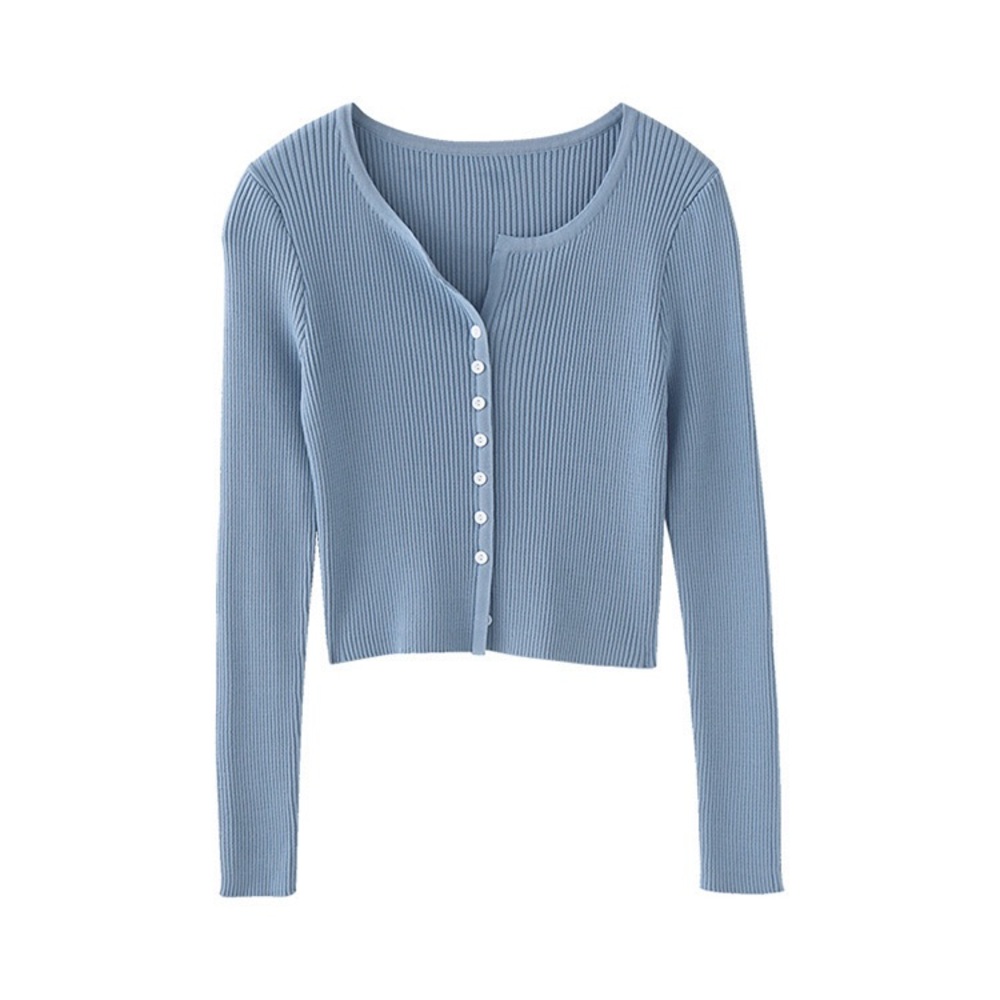 Peach Ribbed Button-Down Cropped Cardigan - Picture 9 of 9